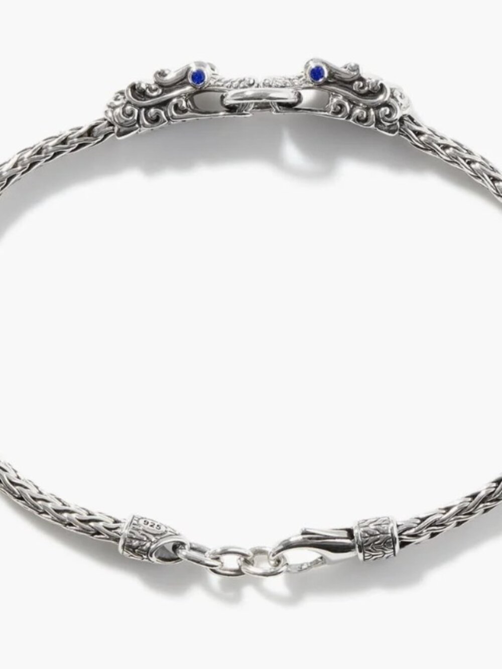 john hardy naga heritage sil dble dragon head slim chain - bracelet
